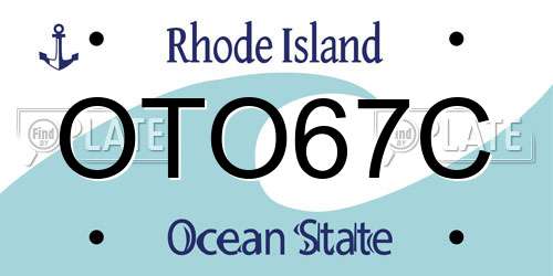 OTO67C Rhode Island License Plate