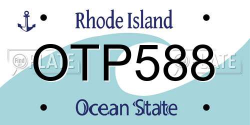 OTP588 Rhode Island License Plate
