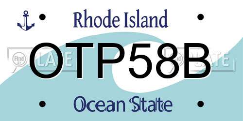 OTP58B Rhode Island License Plate