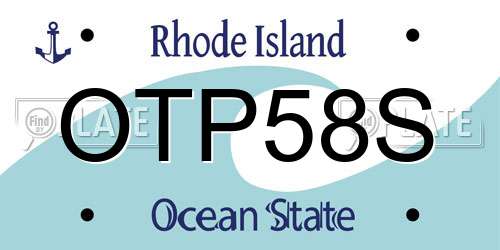 OTP58S Rhode Island License Plate