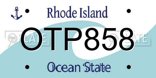 OTP858 Rhode Island License Plate