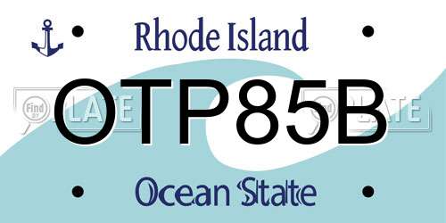 OTP85B Rhode Island License Plate