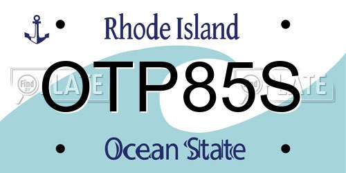 OTP85S Rhode Island License Plate
