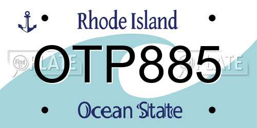 OTP885 Rhode Island License Plate