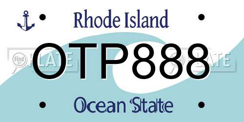 OTP888 Rhode Island License Plate