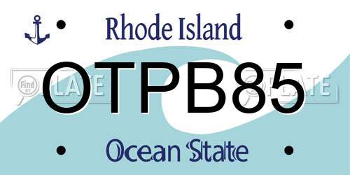 OTPB85 Rhode Island License Plate