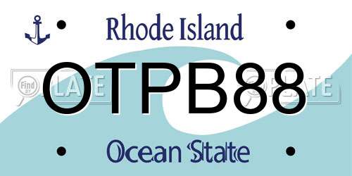 OTPB88 Rhode Island License Plate