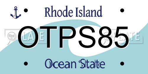 OTPS85 Rhode Island License Plate