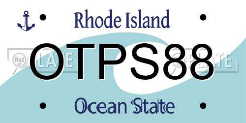 OTPS88 Rhode Island License Plate