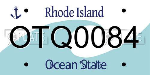 OTQ0084 Rhode Island License Plate