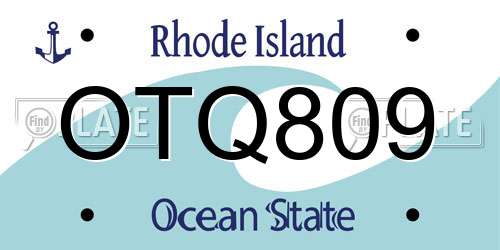 OTQ809 Rhode Island License Plate