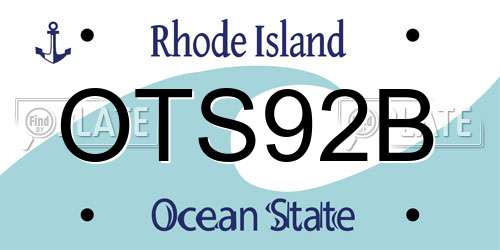 OTS92B Rhode Island License Plate