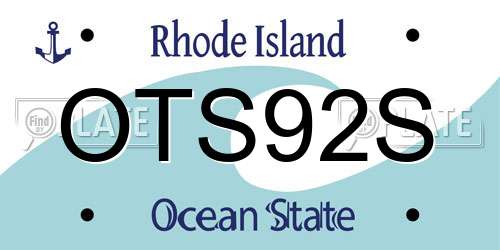 OTS92S Rhode Island License Plate