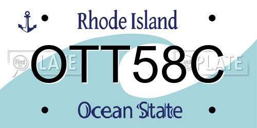 OTT58C Rhode Island License Plate