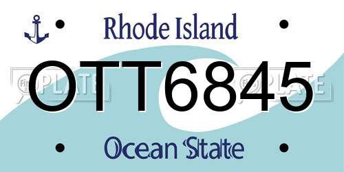 OTT6845 Rhode Island License Plate