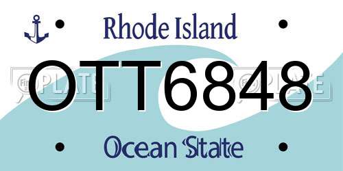 OTT6848 Rhode Island License Plate
