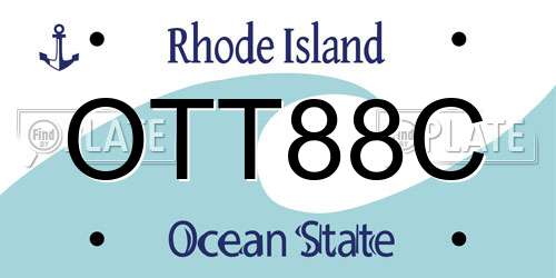 OTT88C Rhode Island License Plate