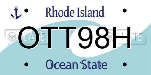 OTT98H Rhode Island License Plate