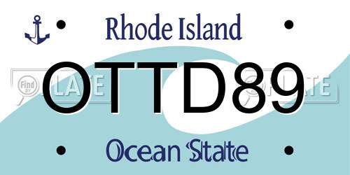 OTTD89 Rhode Island License Plate