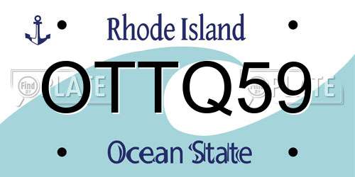 OTTQ59 Rhode Island License Plate