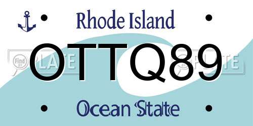 OTTQ89 Rhode Island License Plate