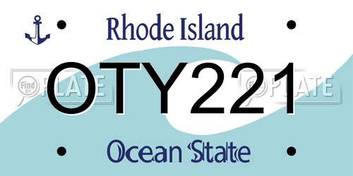 OTY221 Rhode Island License Plate