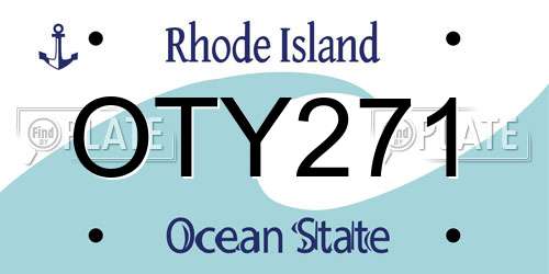 OTY271 Rhode Island License Plate