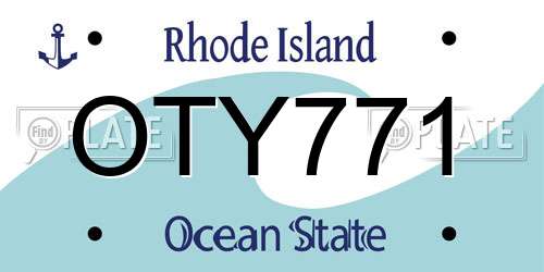 OTY771 Rhode Island License Plate