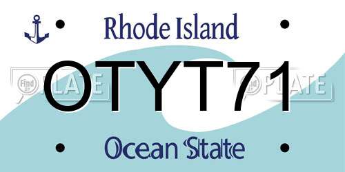 OTYT71 Rhode Island License Plate