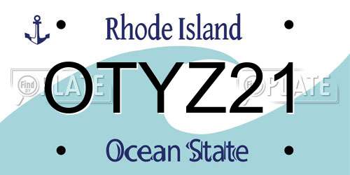 OTYZ21 Rhode Island License Plate