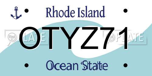 OTYZ71 Rhode Island License Plate