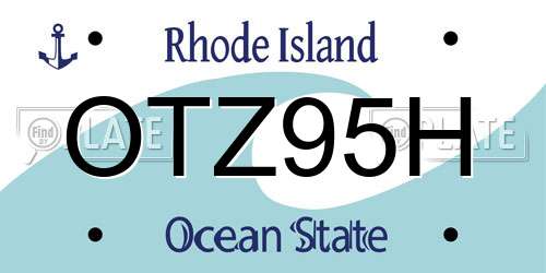 OTZ95H Rhode Island License Plate