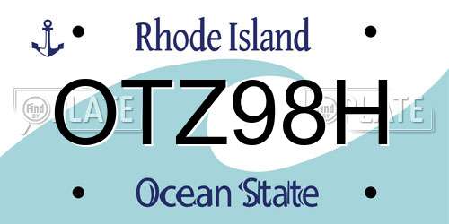 OTZ98H Rhode Island License Plate