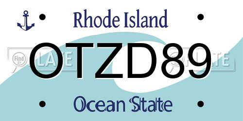 OTZD89 Rhode Island License Plate