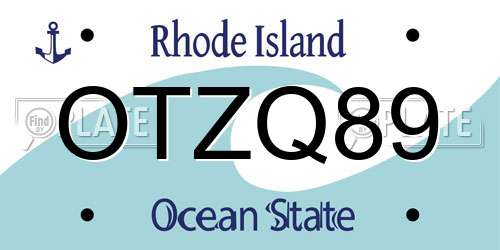 OTZQ89 Rhode Island License Plate