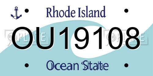 OU19108 Rhode Island License Plate