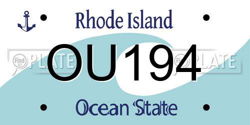 OU194 Rhode Island License Plate