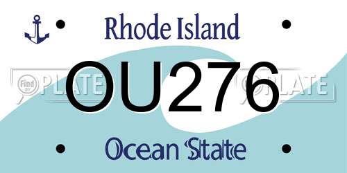 OU276 Rhode Island License Plate