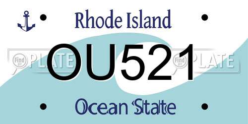 OU521 Rhode Island License Plate