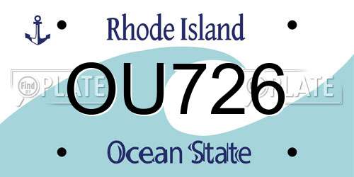 OU726 Rhode Island License Plate