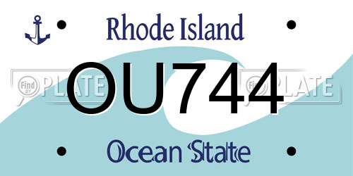 OU744 Rhode Island License Plate