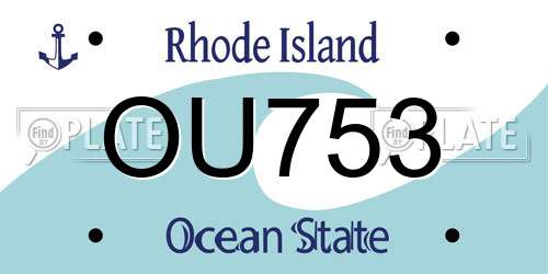 OU753 Rhode Island License Plate