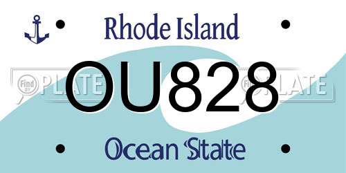 OU828 Rhode Island License Plate