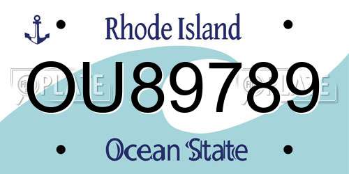 OU89789 Rhode Island License Plate