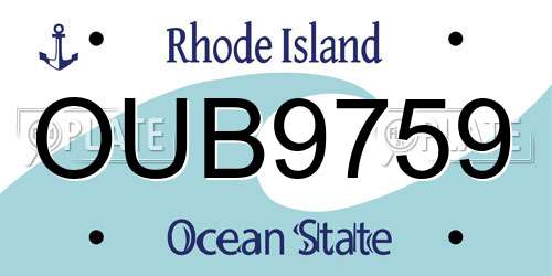 OUB9759 Rhode Island License Plate