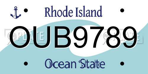 OUB9789 Rhode Island License Plate