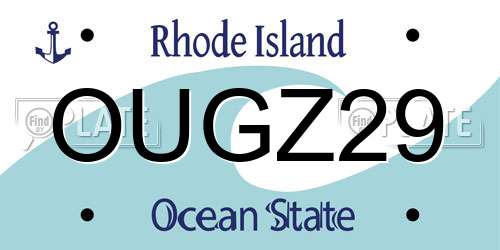 OUGZ29 Rhode Island License Plate