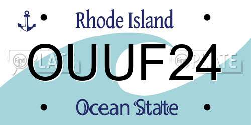 OUUF24 Rhode Island License Plate