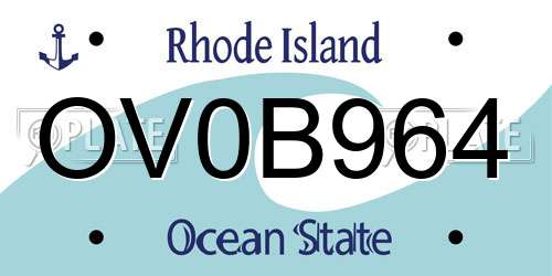 OV0B964 Rhode Island License Plate