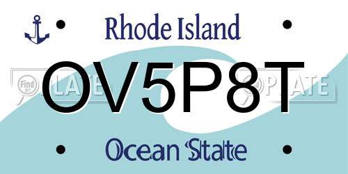 OV5P8T Rhode Island License Plate